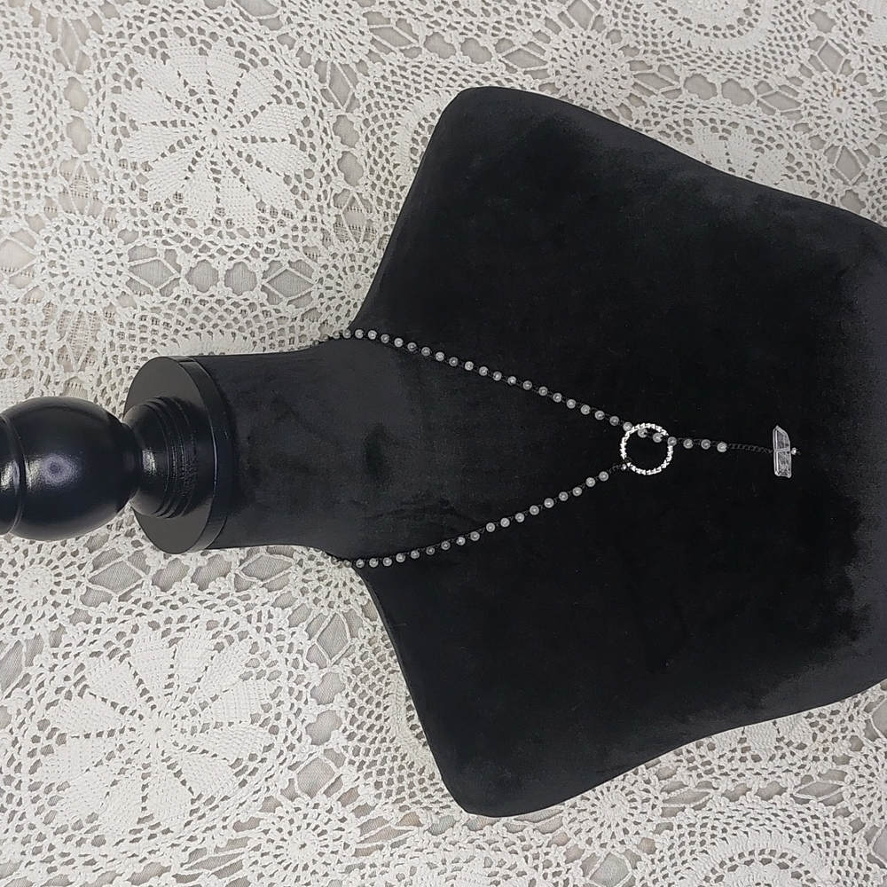 Labradorite and Quartz Crystal Lariat Necklace Handcrafted